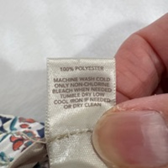 Ann Taylor Loft L green floral print drawstring waist side pockets. EUC - Picture 4 of 7